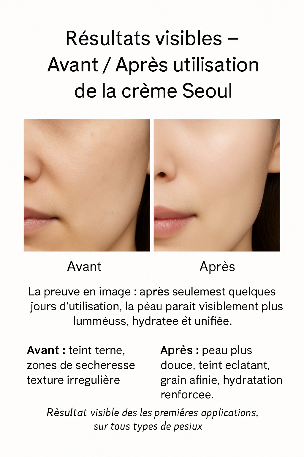 Crème coréenne hydratante, éclaircissante et anti-taches